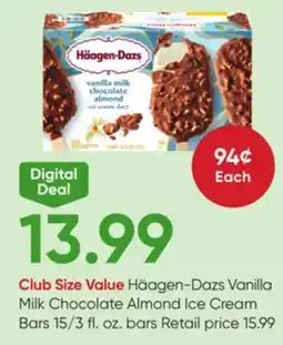Stater Bros Häagen-Dazs Vanilla Milk Chocolate Almond Ice Cream Bars 15/3 fl. oz. bars offer