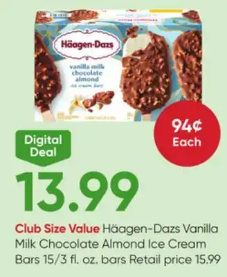 Stater Bros Häagen-Dazs Vanilla Milk Chocolate Almond Ice Cream Bars 15/3 fl. oz. bars offer