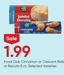 Stater Bros Food Club Cinnamon or Crescent Rolls or Biscuits offer