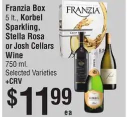 Smart & Final Franzia Box, Korbel Sparkling, Stella Rosa or Josh Cellars Wine offer