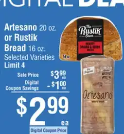 Smart & Final Artesano or Rustik Bread offer