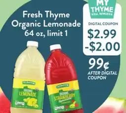 Fresh Thyme Fresh Thyme Organic Lemonade offer