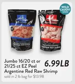 Fresh Thyme Jumbo 16/20 ct or 21/25 ct EZ Peel Argentine Red Raw Shrimp offer