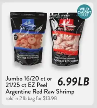 Fresh Thyme Jumbo 16/20 ct or 21/25 ct EZ Peel Argentine Red Raw Shrimp offer