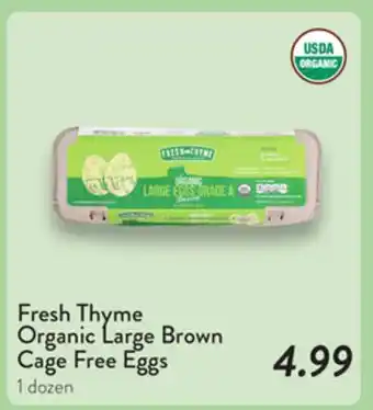 Fresh Thyme Fresh Thyme Organic Large Brown Cage Free Eggs offer