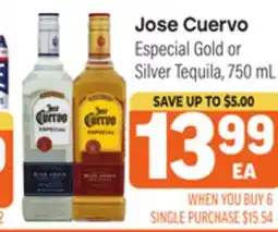Tony’s Fresh Market Jose Cuervo Especial Gold or Silver Tequila offer