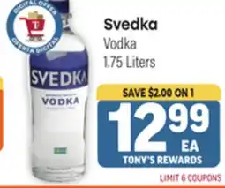 Tony’s Fresh Market Svedka Vodka offer