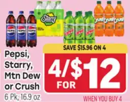 Tony’s Fresh Market Pepsi, Starry, Mtn Dew or Crush offer