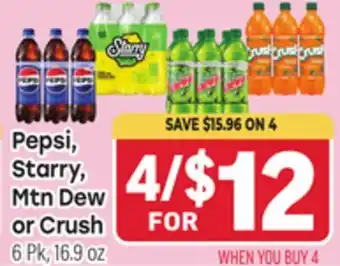 Tony’s Fresh Market Pepsi, Starry, Mtn Dew or Crush offer