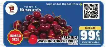 Tony’s Fresh Market PREMIUM WASHINGTON CHERRIES offer