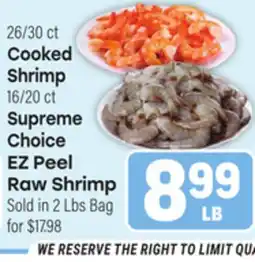 Tony’s Fresh Market 26/30 ct Cooked Shrimp 16/20 ct Supreme Choice EZ Peel Raw Shrimp offer
