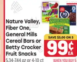 Tony’s Fresh Market Nature Valley, Fiber One, General Mills Cereal Bars or Betty Crocker Fruit Snacks offer