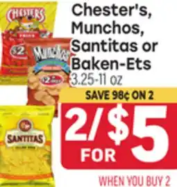 Tony’s Fresh Market Chester's, Munchos, Santitas or Baken Ets offer