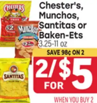 Tony’s Fresh Market Chester's, Munchos, Santitas or Baken Ets offer