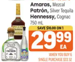 Tony’s Fresh Market Amaras, Mezcal, Patrón, Silver Tequila, Hennessy, Cognac offer