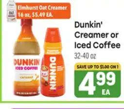 Tony’s Fresh Market Dunkin' Creamer or Iced Coffee offer