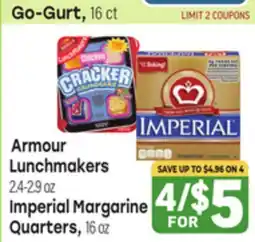 Tony’s Fresh Market Armour Lunchmakers 2.4-2.9 oz, Imperial Margarine Quarters, 16 oz offer