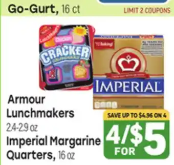 Tony’s Fresh Market Armour Lunchmakers 2.4-2.9 oz, Imperial Margarine Quarters, 16 oz offer