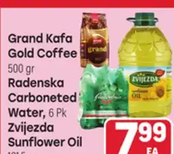 Tony’s Fresh Market Grand Kafa Gold Coffee 500 gr Radenska Carboneted Water, 6 Pk Zvijezda Sunflower Oil 101.5 oz offer
