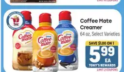Tony’s Fresh Market Coffee Mate Creamer offer