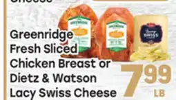 Tony’s Fresh Market Greenridge Fresh Sliced Chicken Breast or Dietz & Watson Lacy Swiss Cheese offer
