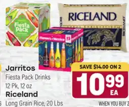 Tony’s Fresh Market Jarritos Fiesta Pack Drinks 12 Pk, 12 oz Riceland Long Grain Rice, 20 Lbs offer
