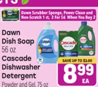 Tony’s Fresh Market Dawn Dish Soap 56 oz, Cascade Dishwasher Detergent Powder and Gel, 75 oz offer