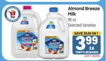 Tony’s Fresh Market Almond Breeze Milk offer