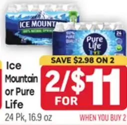 Tony’s Fresh Market Ice Mountain Mountain or Pure Life offer