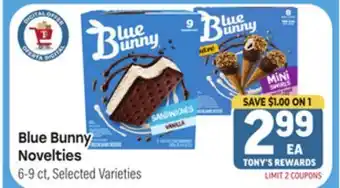 Tony’s Fresh Market Blue Bunny Novelties offer