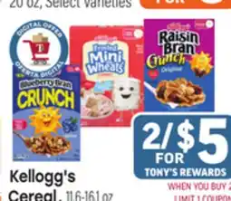 Tony’s Fresh Market Kellogg's Cereal offer