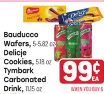 Tony’s Fresh Market Bauducco Wafers, 5-5.82 oz, Delicje Cookies, 5.18 oz, Tymbark Carbonated Drink, 11.15 oz offer