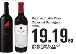Mariano's Daou or Justin Paso Cabernet Sauvignon offer