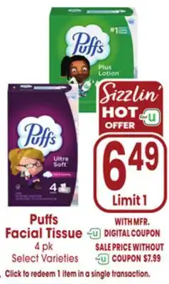 Jewel-Osco Puffs Facial Tissue offer