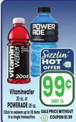 Jewel-Osco Vitaminwater 20 oz. or POWERADE 28 oz offer