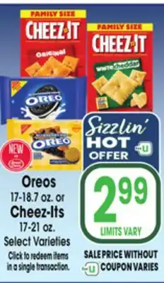 Jewel-Osco Oreos 17-18.7 oz. or Cheez-Its 17-21 oz offer