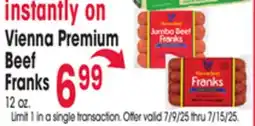 Jewel-Osco Vienna Premium Beef Franks offer