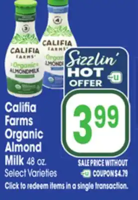 Jewel-Osco Califia Farms Organic Almond Milk offer