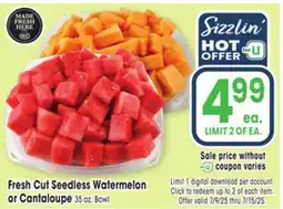 Jewel-Osco Fresh Cut Seedless Watermelon or Cantaloupe offer