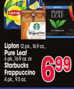 Jewel-Osco Lipton 12 pk., 16.9 oz., Pure Leaf 6 pk., 16.9 oz. or Starbucks Frappuccino 4 pk., 9.5 oz offer
