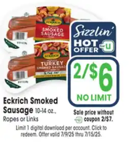 Jewel-Osco Eckrich Smoked Sausage offer
