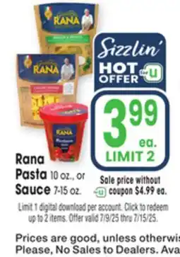 Jewel-Osco Rana Pasta or 10 oz., or Sauce 7-15 oz offer