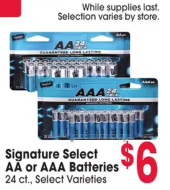 Jewel-Osco Signature Select AA or AAA Batteries offer