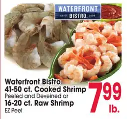 Jewel-Osco Waterfront Bistro 41-50 ct. Cooked Shrimp Peeled and Deveined or 16-20 ct. Raw Shrimp EZ Peel offer