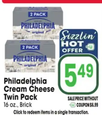 Jewel-Osco Philadelphia Cream Cheese Twin Pack offer