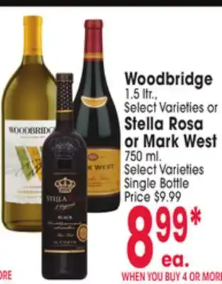 Jewel-Osco Woodbridge 1.5 ltr., Select Varieties or Stella Rosa or Mark West 750 ml offer