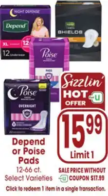 Jewel-Osco Depend or Poise Pads offer