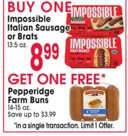 Jewel-Osco Impossible Italian Sausage or Brats offer