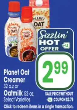 Jewel-Osco Planet Oat Creamer 32 o.z or Oatmilk 52 oz offer