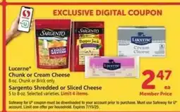 Safeway Lucerne Chunk or Cream Cheese offer
